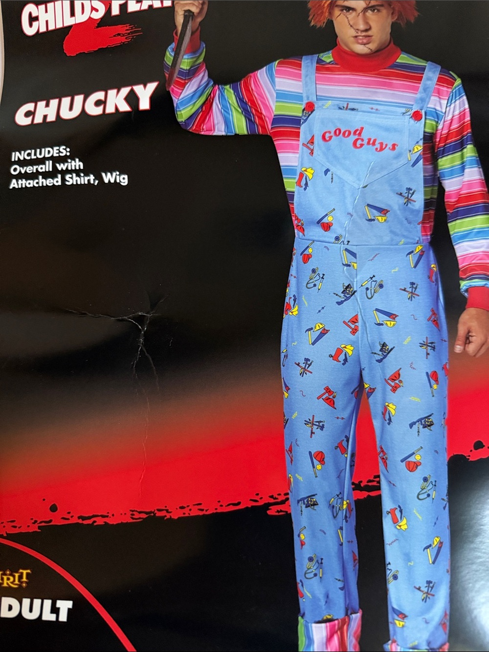 New Halloween Chucky Blue Overalls Costume - Good Guys S/M